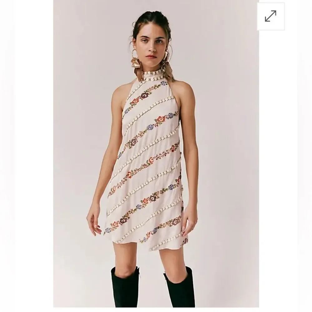FREE PEOPLE  Rene Embroidered Mini Dress Medium